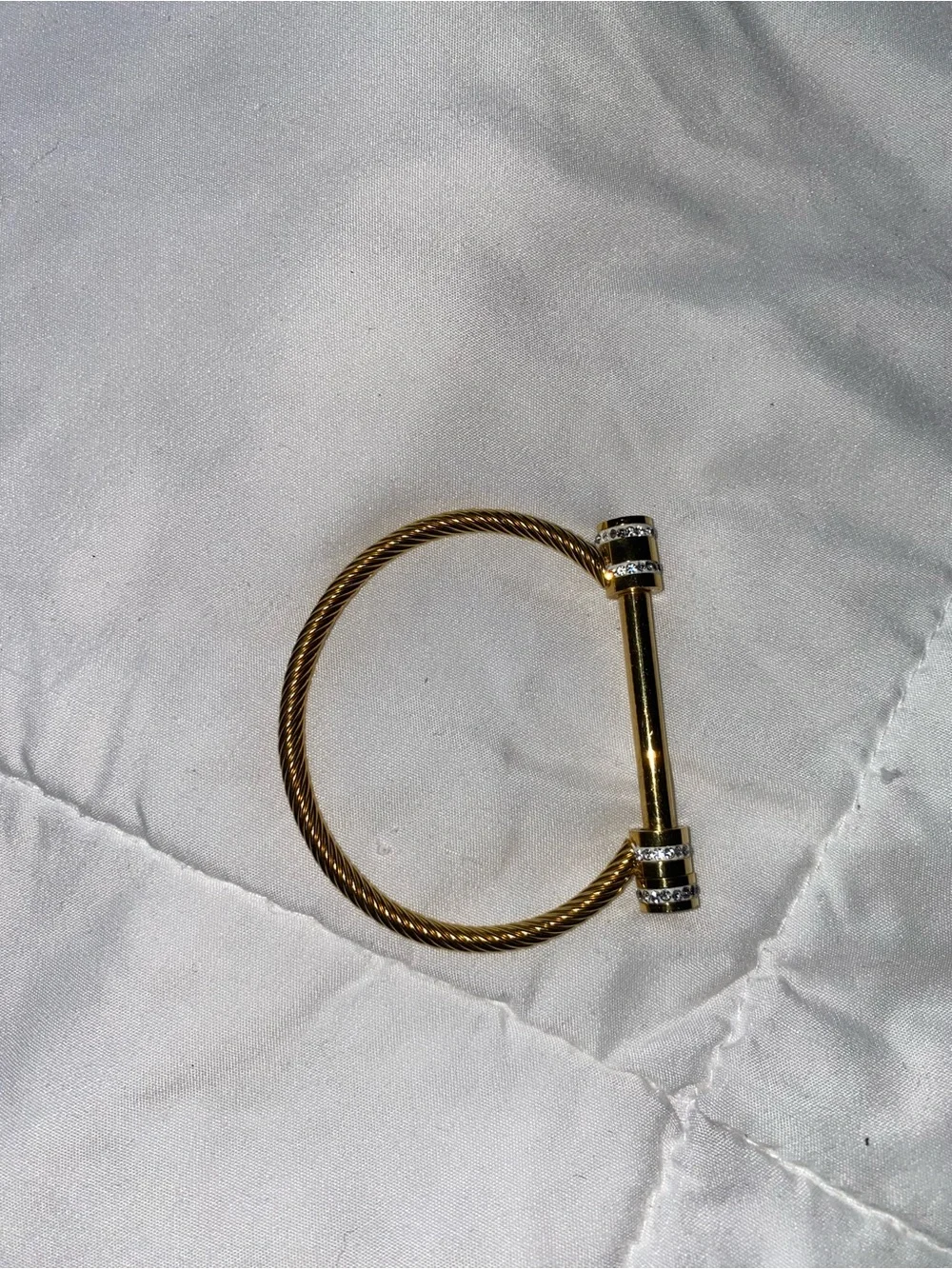 Gold-Tone Cable Cuff Bracelet with Black Accent Ends with stones
